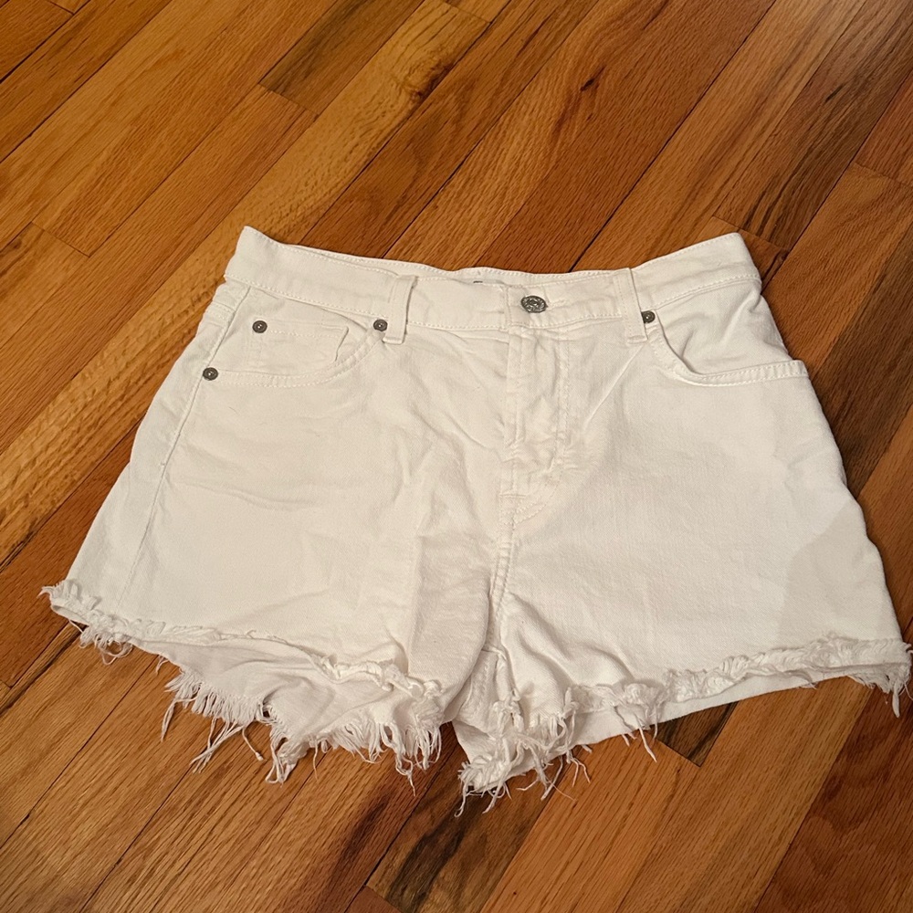 7 For All Mankind White Jean Shorts